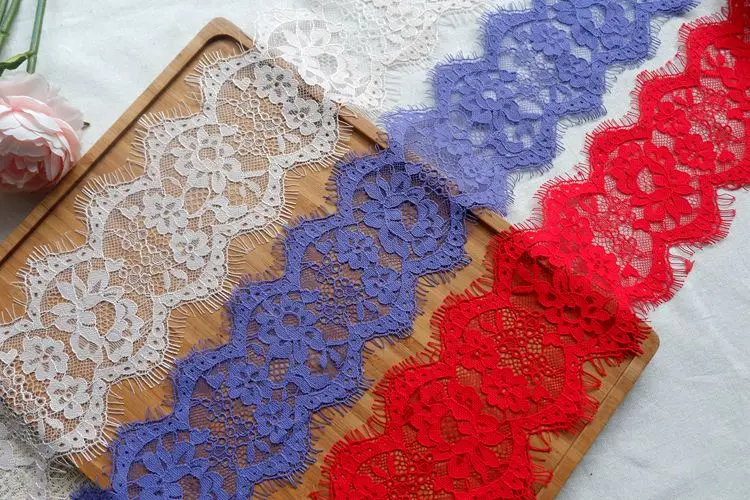 12M / High Quality Eyelash Lace Trim Women's Fashion Apparel Decoration Elegance Fabric White and Black RS494 | Дом и сад