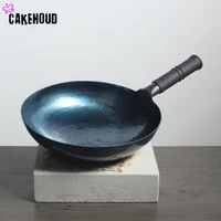 classic manual hammer forging wok household chinese traditional iron pan uncoated carbon steel wok gas cooker cooking utensils