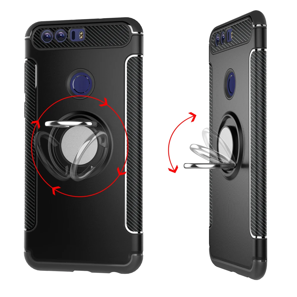 Чехол для Huawei Honor 8 с кольцом на палец противоударный чехол подставкой