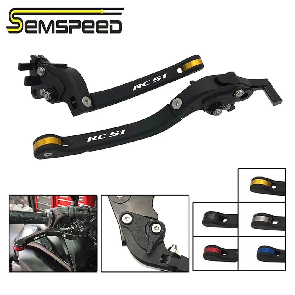 

SEMSPEED RC51 logo For Honda RC51 / RVT1000 SP-1/SP-2 2000-2006 05 Motorcycle CNC New Foldable Brake Clutch Levers Handle Grips