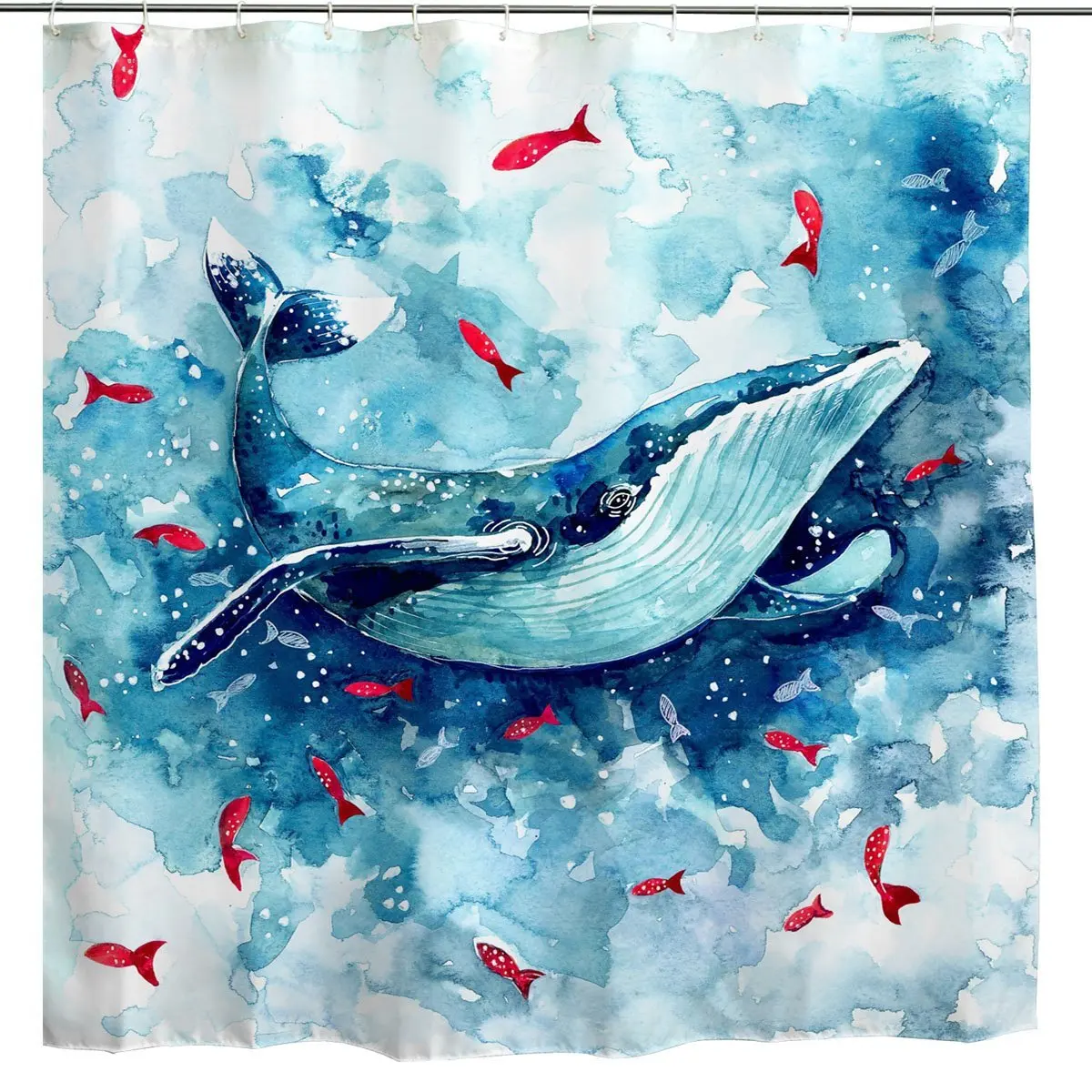 Занавеска для душа с изображением морских животных абстрактный синий кит милая