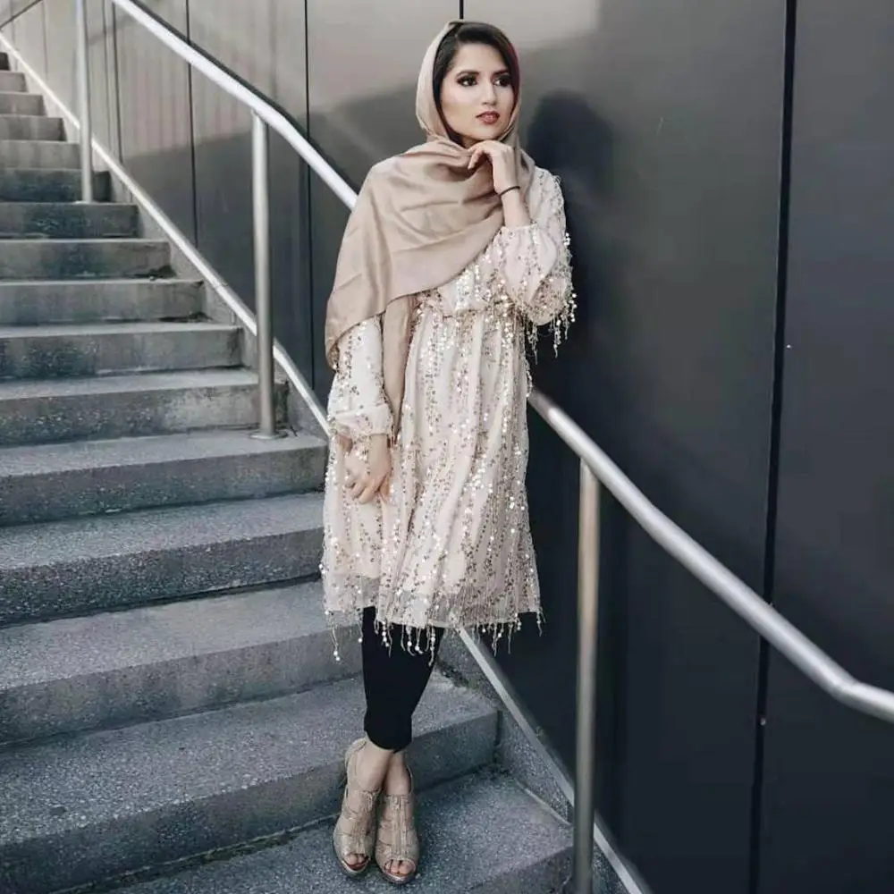 Женская блузка с длинными рукавами и кисточками мусульманская Арабская туника в