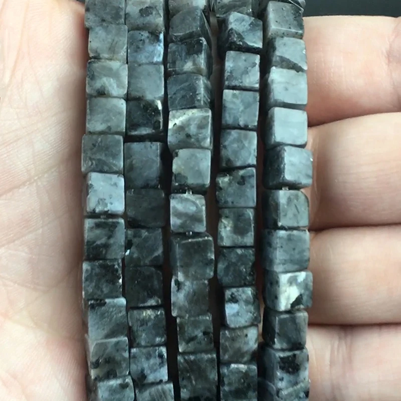 

Natural Black Labradorite Square Shape Stone Beads Loose Spacer Beads for Jewelry Making DIY Charms Bracelet Necklace 15''6*6mm
