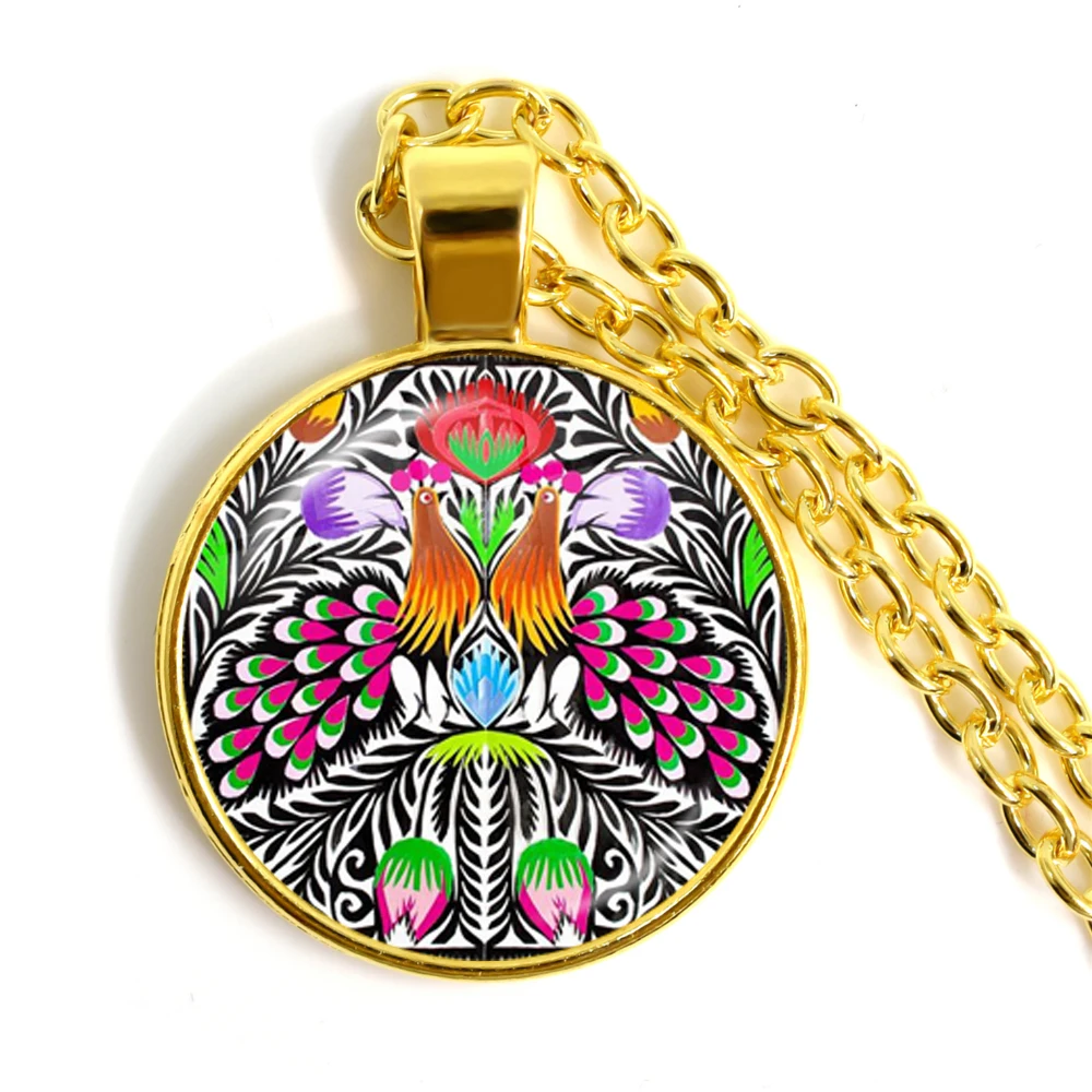 Ожерелье с подвеской в виде польского народного искусства 25 мм стеклянный