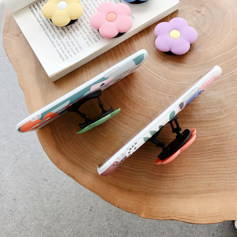 3D Cute Cartoon flowers Foldable Cell Phone Holder Stand For Telephone and Tablets Universal Finger Ring Mobile Phone for Iphone