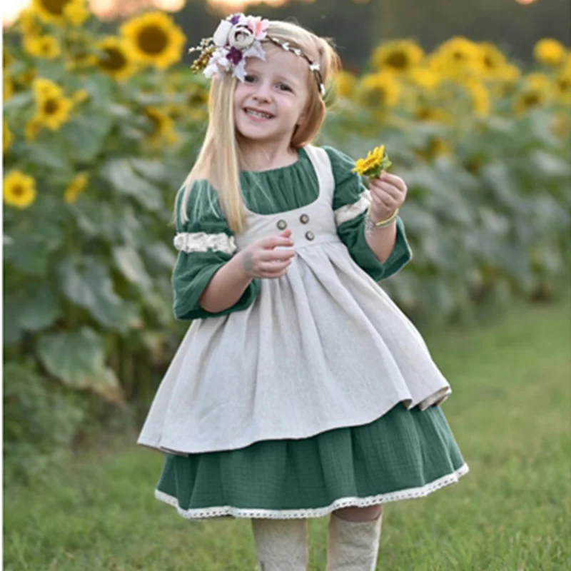 Bunvel/Детские платья для маленьких девочек Винтажное кружевное платье с