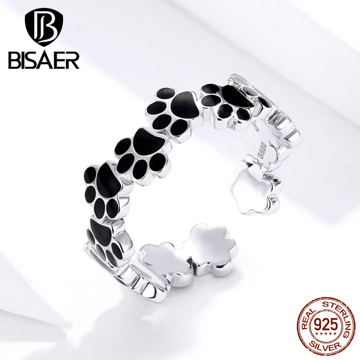 Женское кольцо из серебра 925 пробы с черной эмалью | Украшения и аксессуары