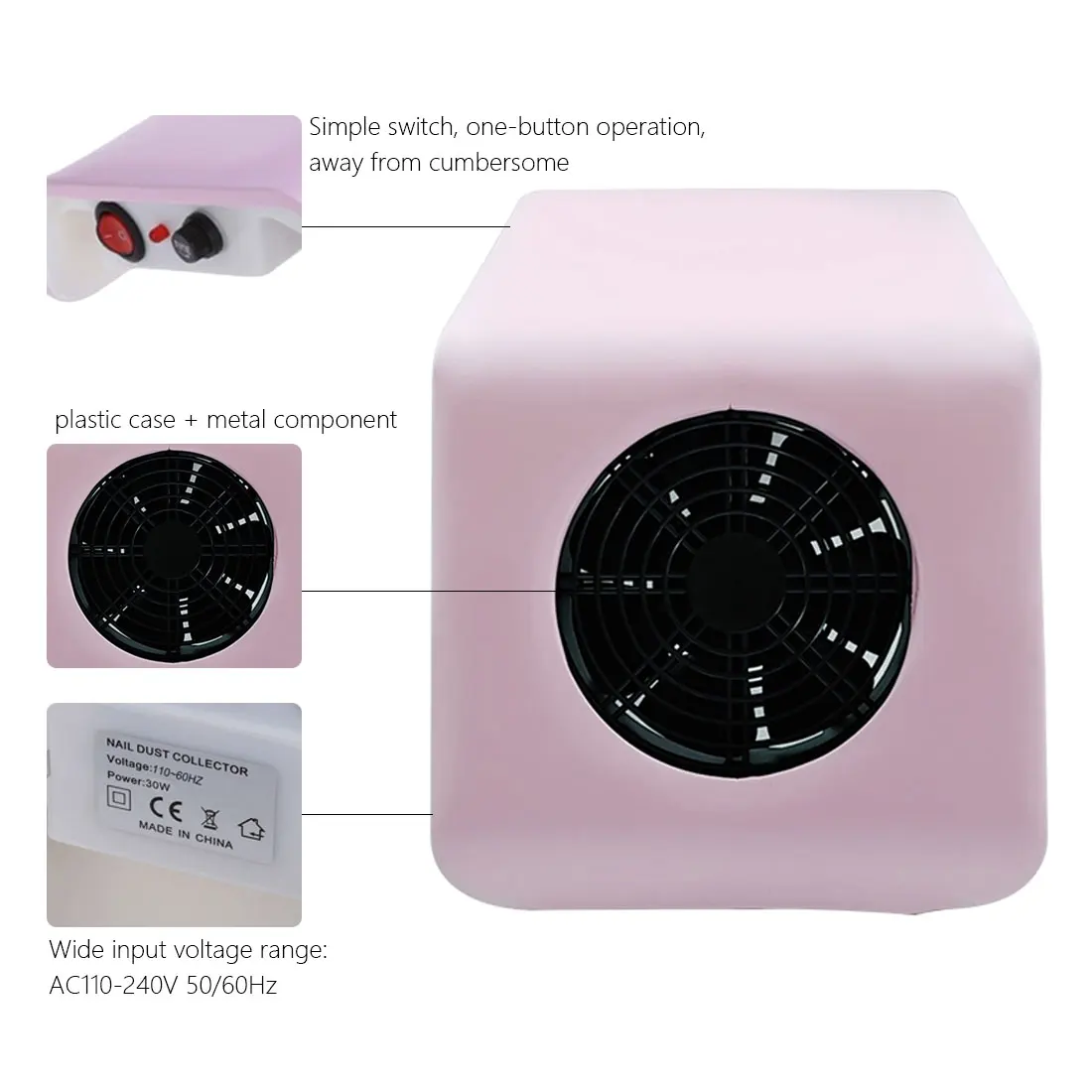 

Powerful Nail Vacuum Cleaner Nail Dust Collector Professional Manicure Machine with 2 Dust Collecting Bag Nail Salon Equiment
