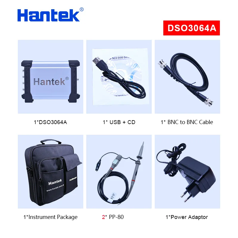 Hantek 4-канальный USB осциллограф/произвольный генератор сигналов/анализ