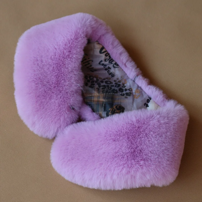 O-Neck purple Qearlstar зимний искусственный меховой воротник из кролика рекс для куртки капюшон для женщин и мужчин пальто меховые шарфы Роскошный декор высокое качество шарф WME08 - Цвет: O-Neck purple