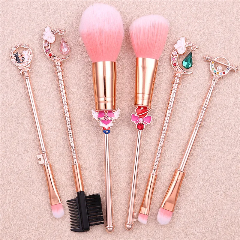 Beauty Cardcaptor дизайн Sakura мягкая чистка портативные косметические инструменты пудра Румяна Основа с кисточка с кристаллами Макияж лица