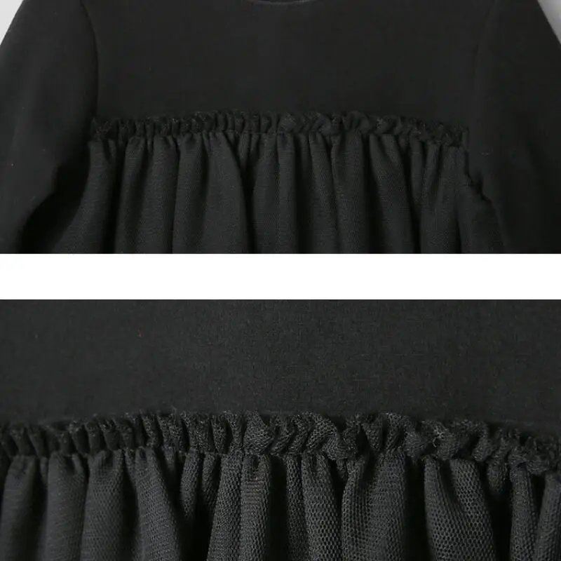 

2020 Warm Winter Black Autumn Girls Dress Toddler Clothes Kids Party Long Sleeve Dresses For Kids Princess Solid Color Baby