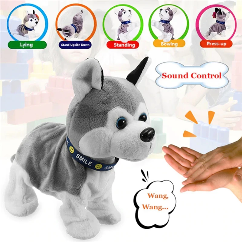 

Electronic Robot Dog Kids Plush Toy Sound Control Interactive Bark Stand Walk Movements Plush Christmas Juguetes Robot Dogs