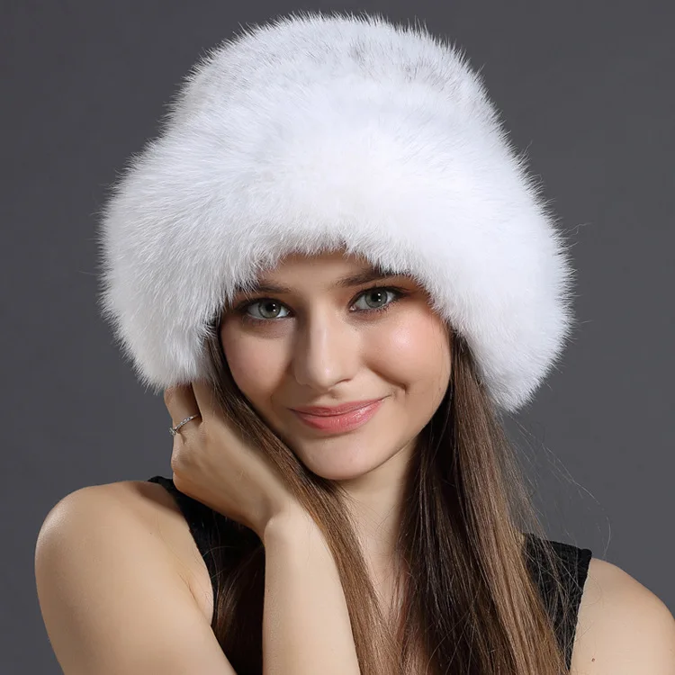 Зимние шапки для женщин вязаные теплые меховые бини из меха норки лиса шапочки