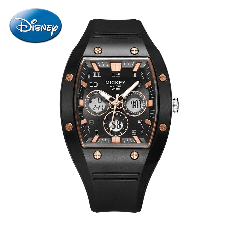 

Детские часы с Микки-Маусом Disney, водонепроницаемые, 50 м, электронные часы, многофункциональные часы с подсветкой