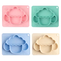 2021 new sheep shape baby feeding silicone dinner plate training complementary tableware anti drop suction cup tray food grade