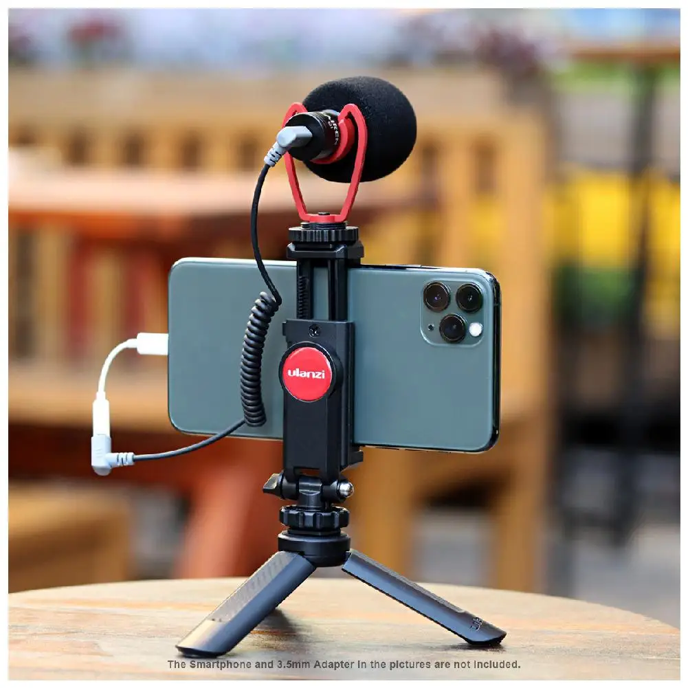 

Smartphone Video Kit Microphone Tripod Vlog Vertical Shooting Phone Mount Kit 3.5mm Jack Video Audio Record Stand