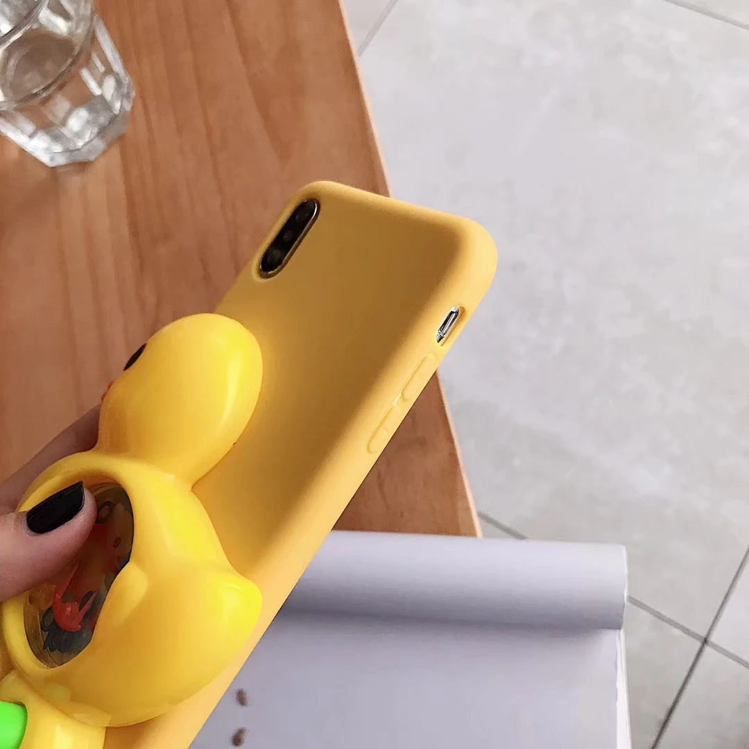 

3D Game Duck Case for iPhone X Xs 11 12 mini Pro Max XR 6 6S 7 8 Plus SE 5 5S Cases Liquid Silicone Cover Reduce Stress Toy