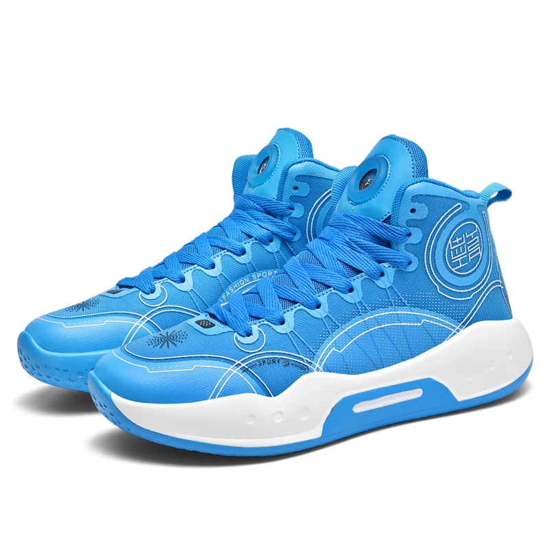 

High-top Basketball Sneakers Outdoor Flats Breathable Light Black Lovers Shoes Men New Design Air Cushion Retro Basketball Shoes