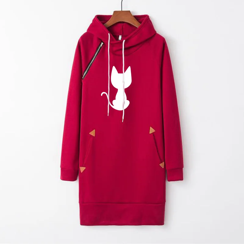 Женское платье-свитшот с длинным рукавом и капюшоном | Женская одежда
