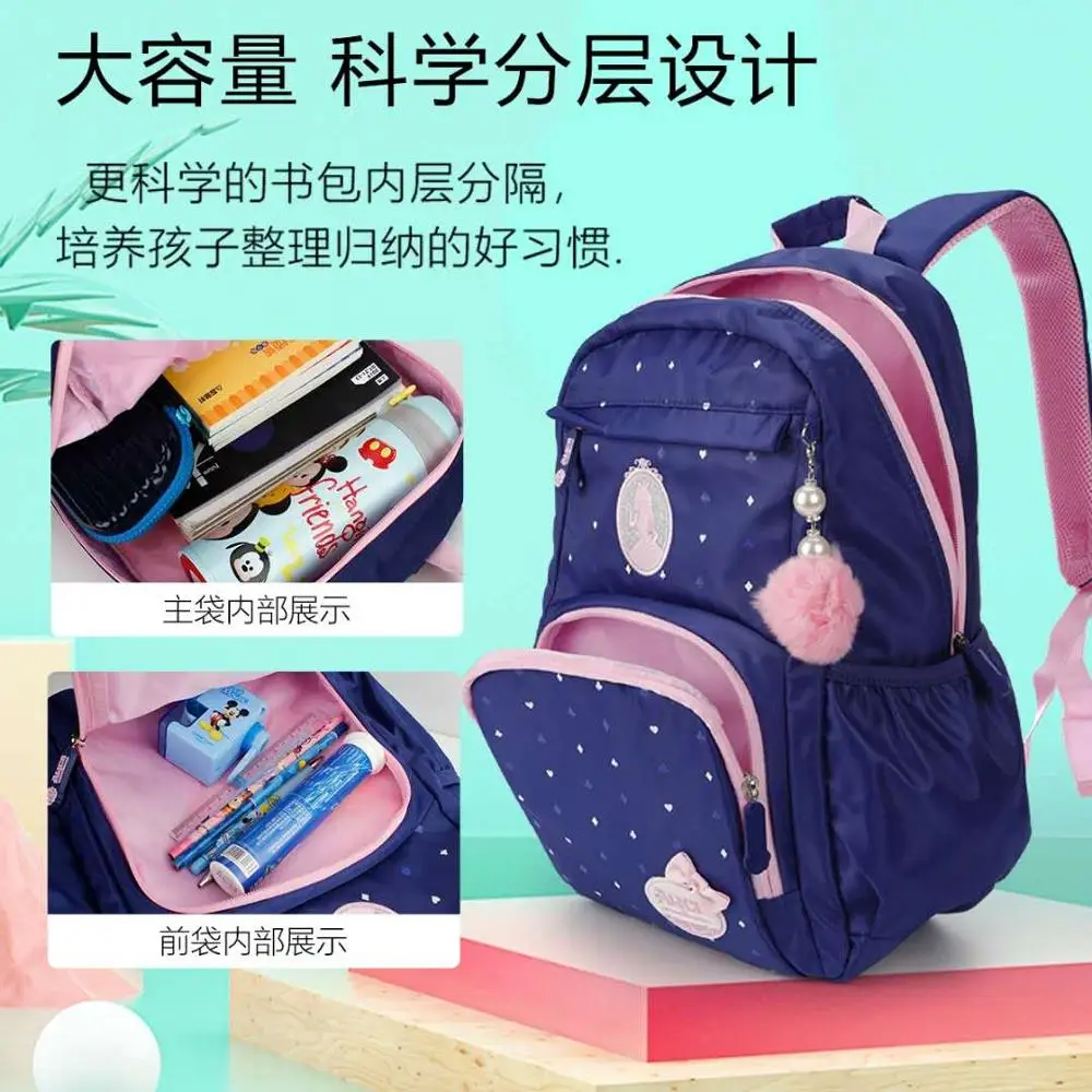 Disney Alice school bags for girls primary school backpack super light water proof large capacity bags for teenage girls gifts