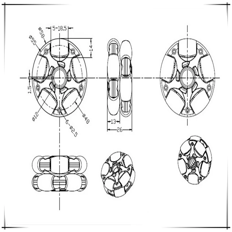 2 шт./лот 58 мм Omni wheel для arduino robot kit NXT и серводвигатель с пластиковыми