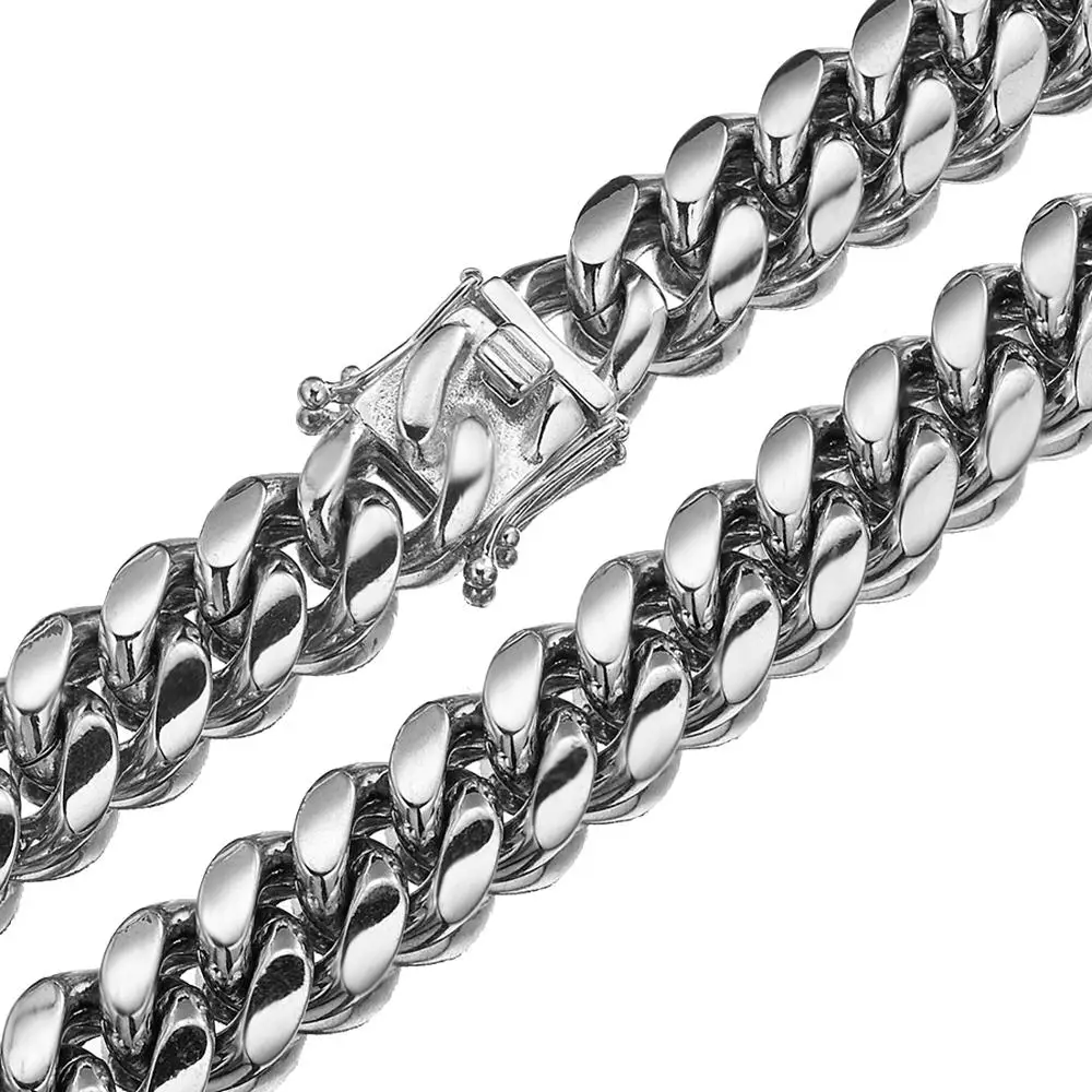 

Heavy Huge 16mm Stainless Steel Miami Cuban Chain Luxury Hip Hop Men Curb Link Necklace Or Bracelet With Dragon Clasp