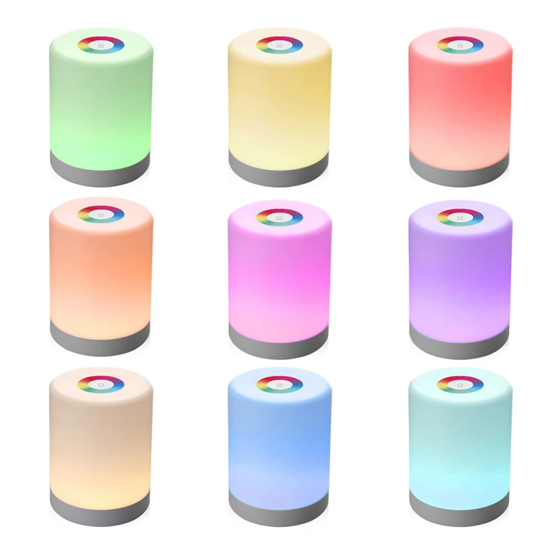 

Led Press Control Night Light Induction Dimmer Lamp Smart Bedside Lamp Dimmable Rgb Color Change Rechargeable Smart