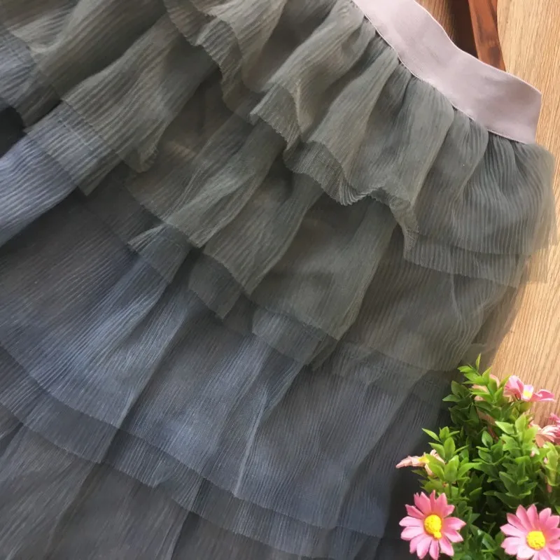 Женская длинная юбка с градиентом SETWIGG синяя многослойная трапеция из тюля до