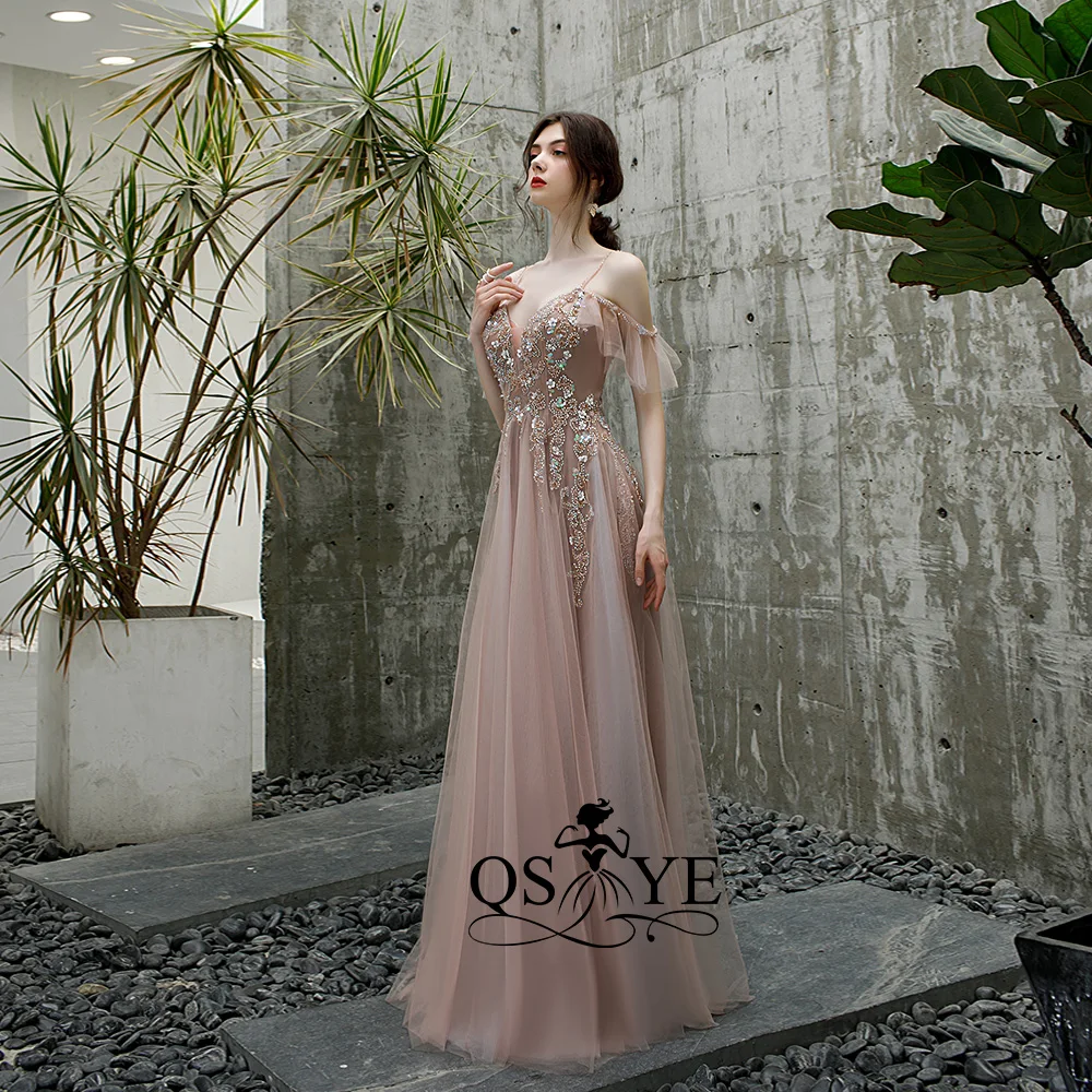 QSYYE/2019 Новое поступление длинные платья для выпускного вечера Тюлевое платье на