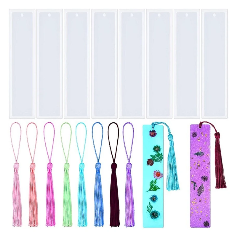 

Pack of 16 Pcs Bookmark Mold Kit 8Pcs Colorful Tassles Teacher Gift Supplies
