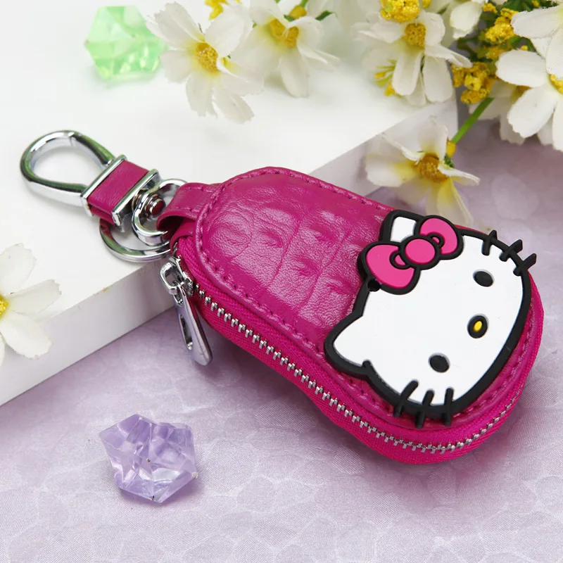 Милый мультяшный брелок Hello Kitty, модный кожаный кошелек на молнии, брелок для женщин и девочек, брелок для ключей, автомобильный Шарм, ювелирное изделие, подарок