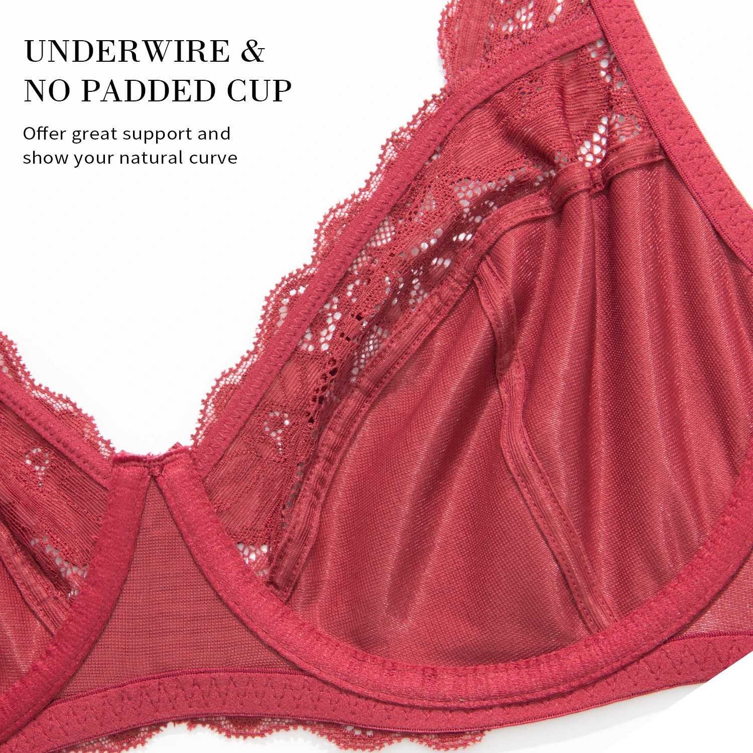 Wingslove Women Non-Padded Underwire Bra Ultra Thin Flora Bralette Push Up Soft Comfor  Lingerie Underwear For Femal