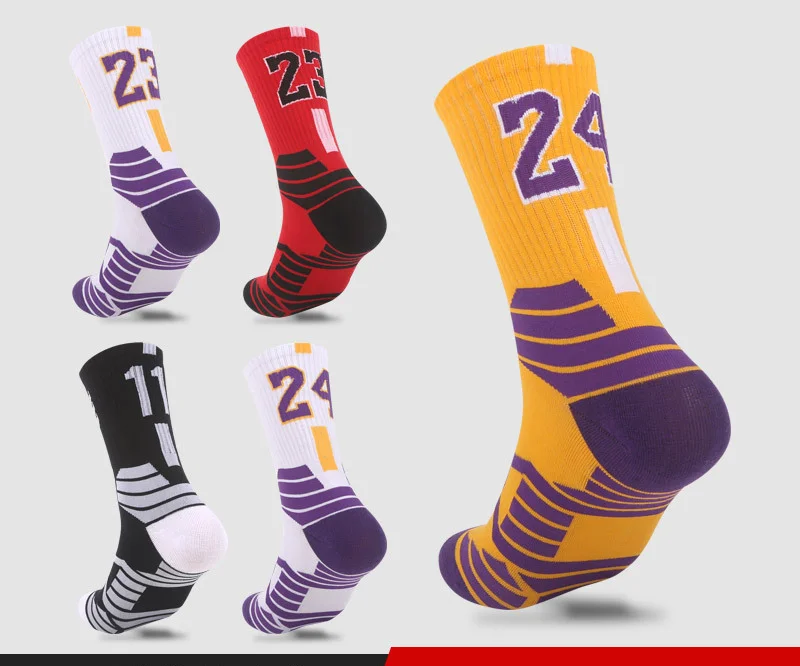 Мужские баскетбольные носки с цифрами спортивные до колена утолщенные Носки для