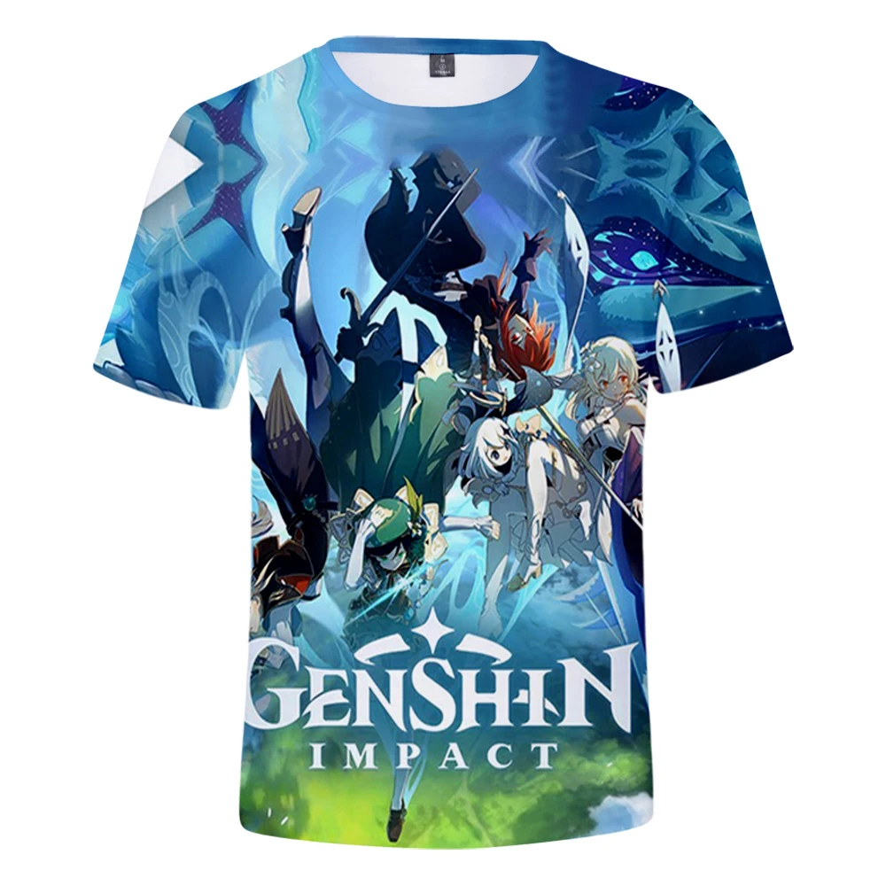 

2021 Hot Game Genshin Impact Printed 3D T-shirt Men Women Summer Fashion Short O-neck Fashion Streetwear Plus Size Clothes
