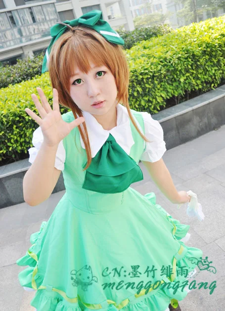 Новый аниме Cardcaptor Sakura карнавальный костюм Kinomoto Косплей зеленое нарядное платье