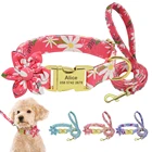 Персонализированный нейлоновый ошейник для собак и поводок, маленькие средние и большие ошейники для собак, поводок для домашних животных, аксессуары для цветов, металлическая пряжка