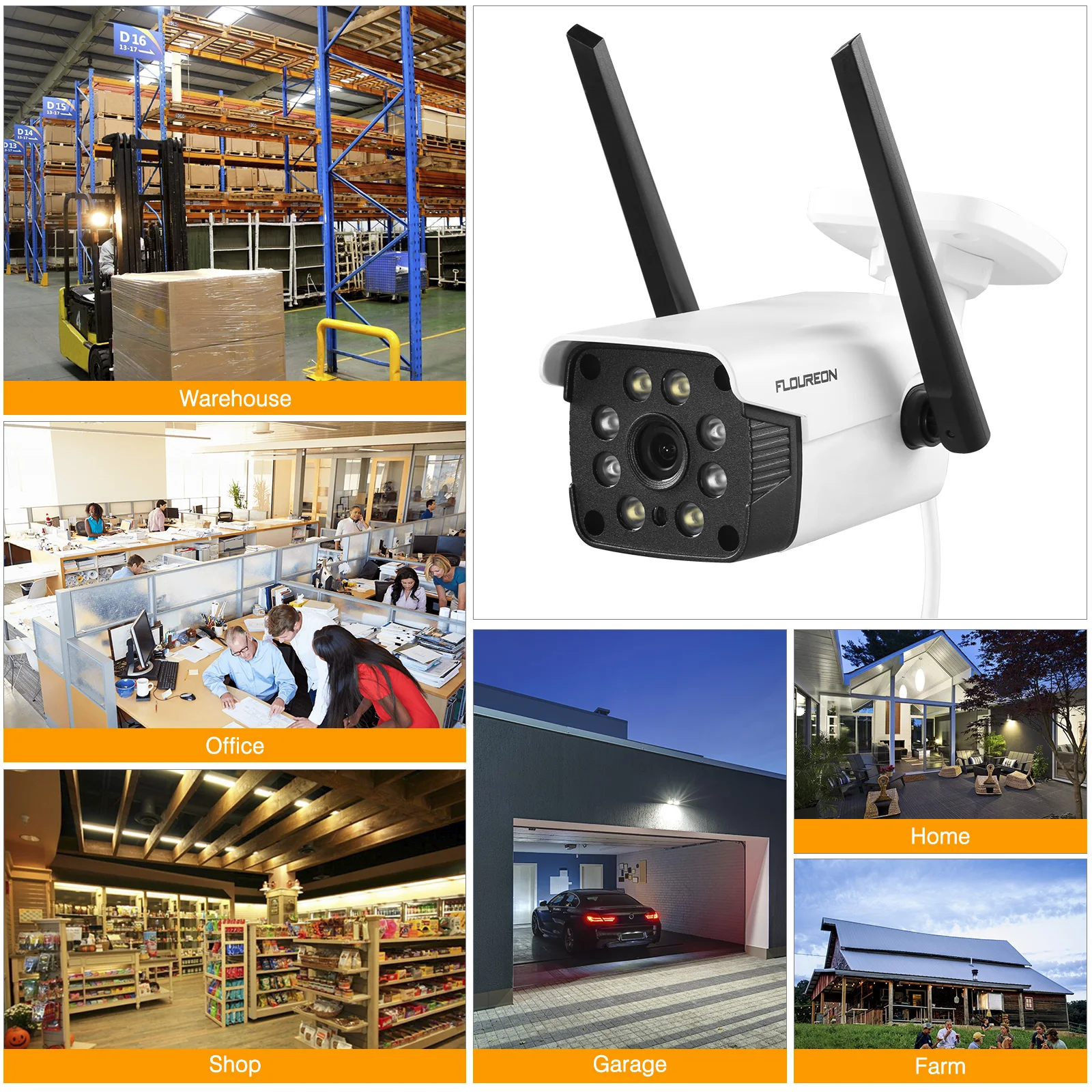 

Floureon 1080P Outdoor Wi-Fi Security Camera 2-Way Audio AI Motion Detection IP Camera Night Vision IP65 Waterproof