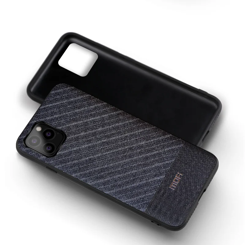 Grayish blue stripe Чехол для iPhone 11, чехол для iPhone 11 Pro, чехол Mofi для iPhone 11 Pro Max, мягкая мужская темно-синяя полосатая ткань из шамбре - Цвет: Grayish blue stripe