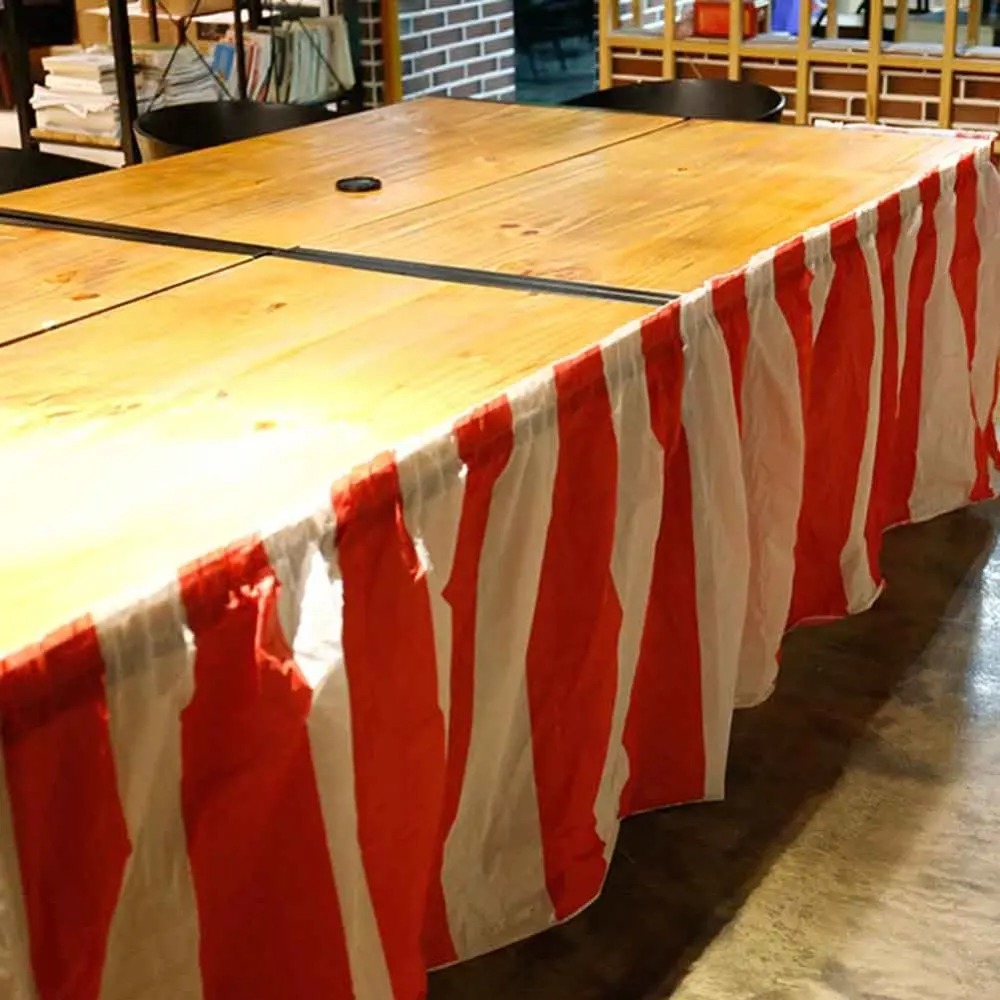 Полосатая настольная юбка из ПВХ для стола двусторонняя лента дизайн вечерние