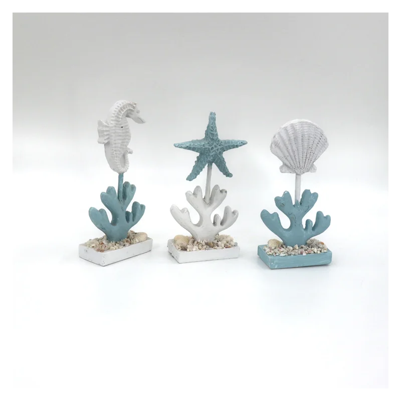 

3pcs Mediterranean Style Desktop Small Ornaments Living Room Bar Wine Cabinet Creative Marine Decoration Seahorse Starfish Shell