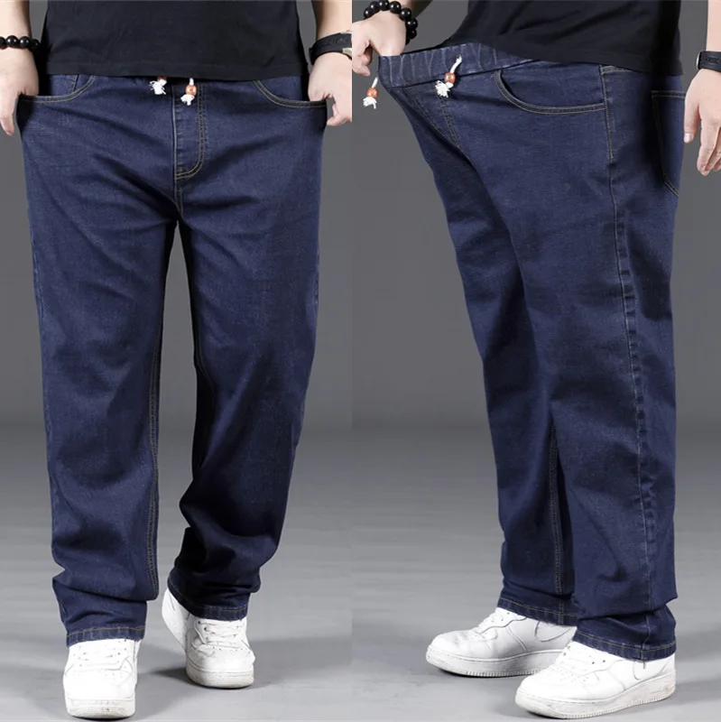 Mens Hip Hop Stretch Oversize Jeans Men's Loose Fit Jeans Trousers 5XL 6XL 7XL Big Men Baggy Jeans Homme