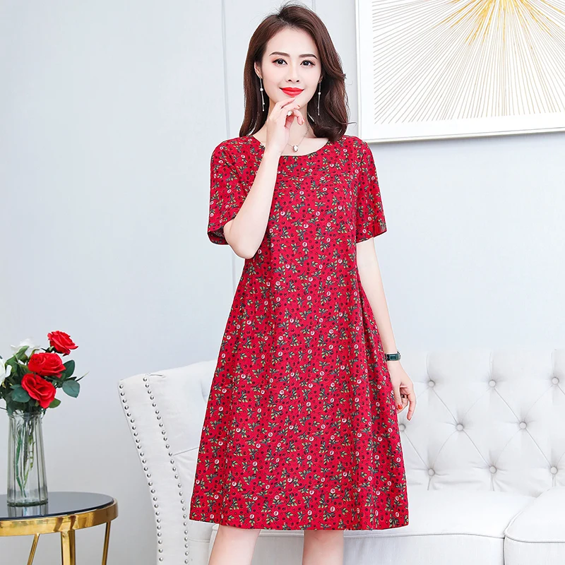 2020 женское летнее платье с коротким рукавом о-образным вырезом цветочным