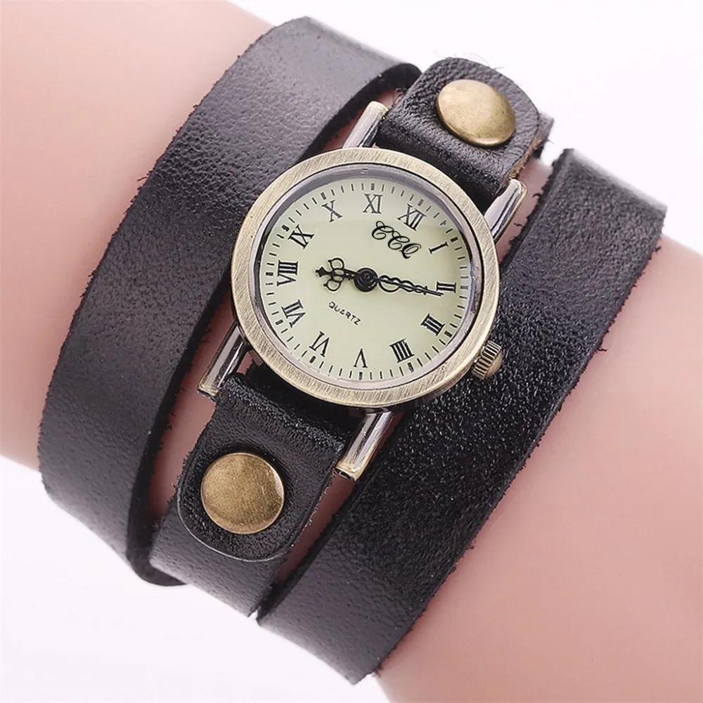 Женские повседневные кварцевые часы с браслетом из натуральной кожи|Женские