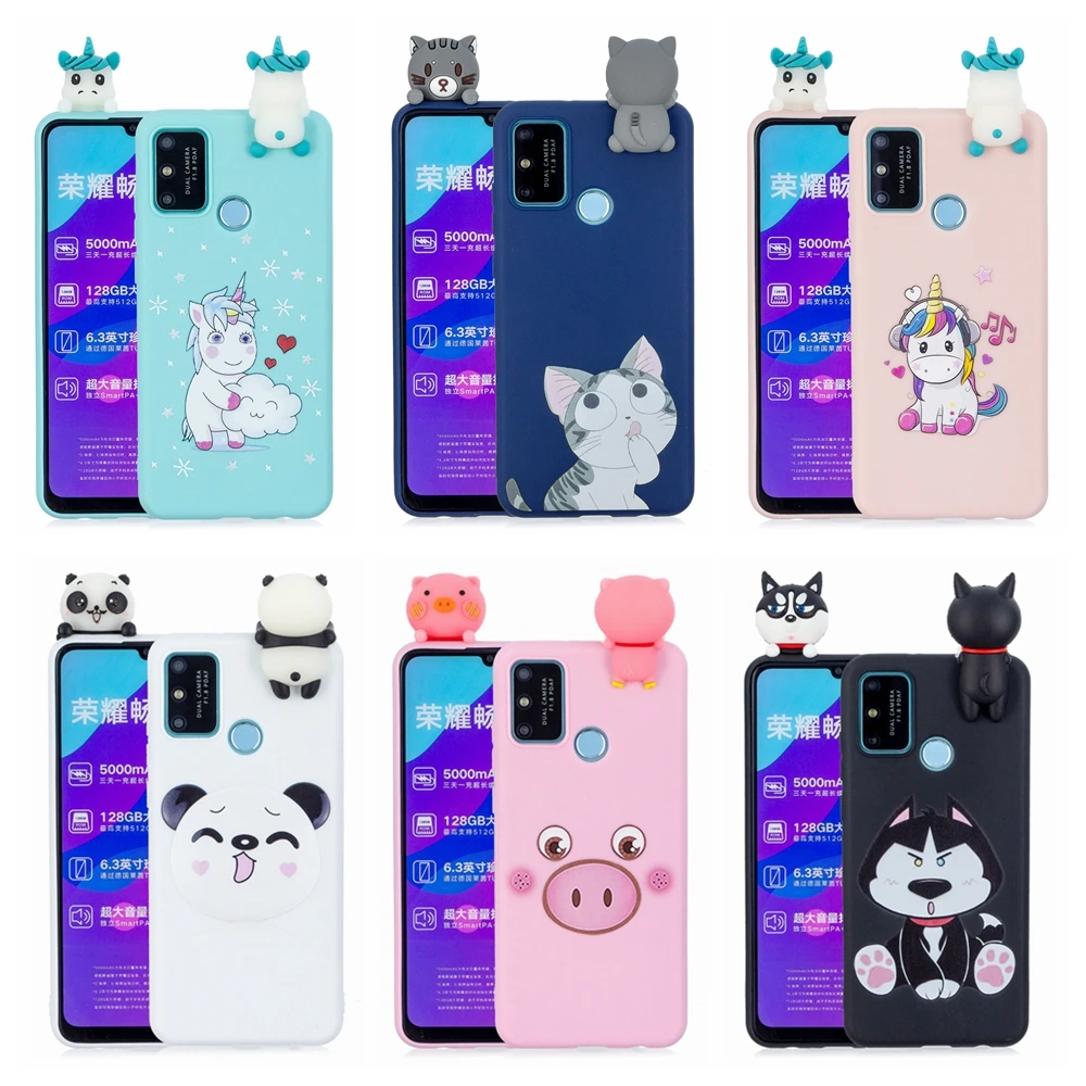 Чехол для Honor 9A 9C 8A чехол Huawei P Smart 2020 Y5P чехлы 3D милый единорог панда медведь