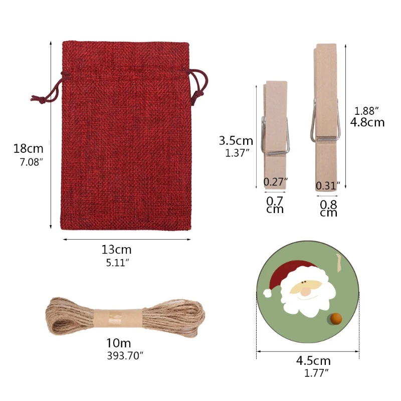 27RE Рождественский календарь для приёма набор мешков конфет с цифрами и