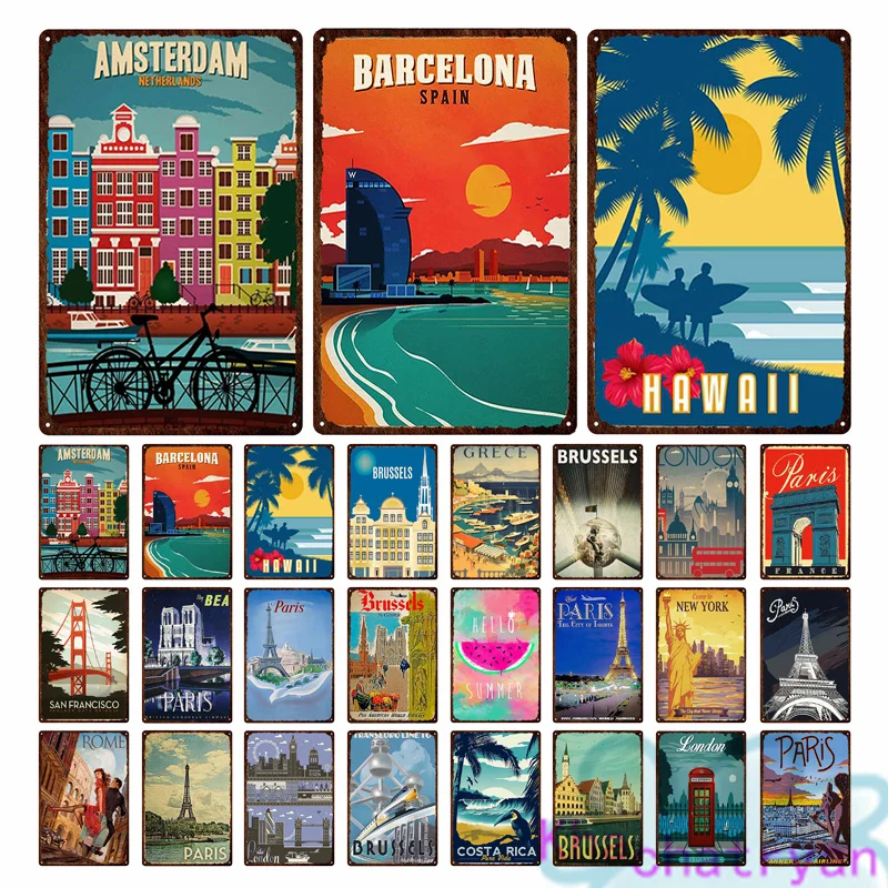 

Фотообои с изображением женской башни Брюсселя, металлическая пластина, железная Оловянная вывеска, Настенная картина для сада, гостиной, д...