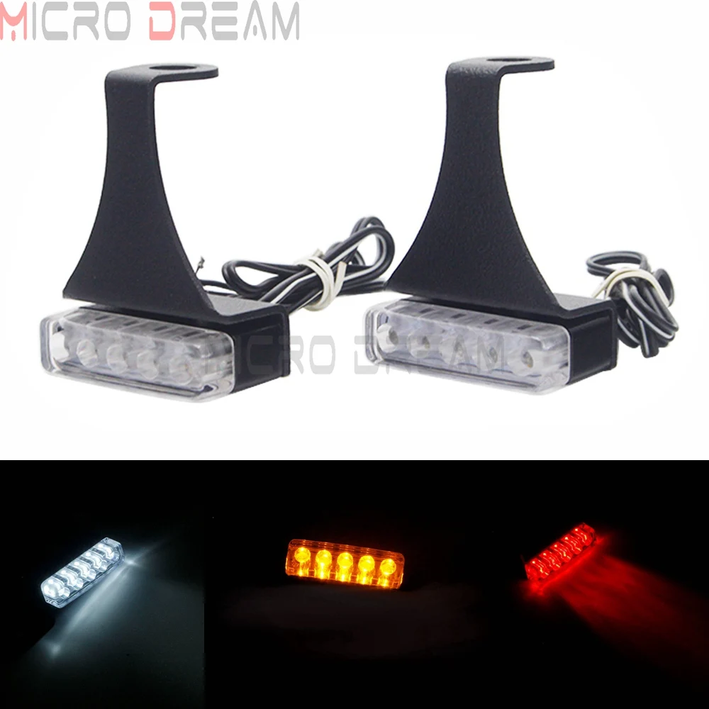 

Motorcycle Mini LED Turn Signal Light Front Flasher Indicator Lamp Blinker Leds Cafe Racer Scrambler Universal w/ Bracket Holder