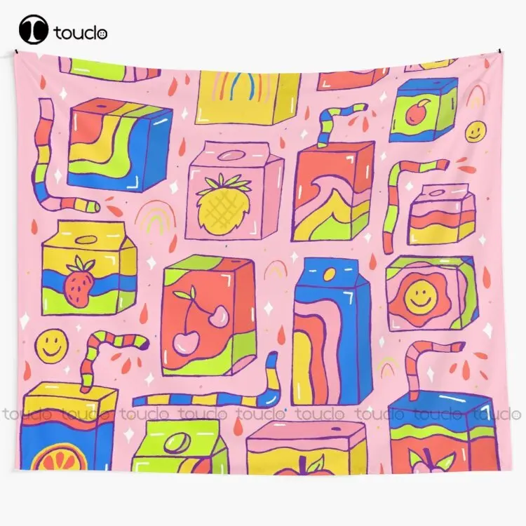 

New Juice Box Print Tapestry Anime Tapestry Tapestry Wall Hanging For Living Room Bedroom Dorm Room Home Decor Background Wall