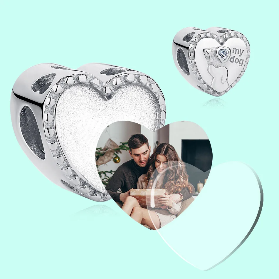 Шарм-бусина из серебра 925 пробы с подвеской в виде сердца | Украшения и аксессуары